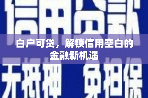 蕉城白户可贷，解锁信用空白的金融新机遇