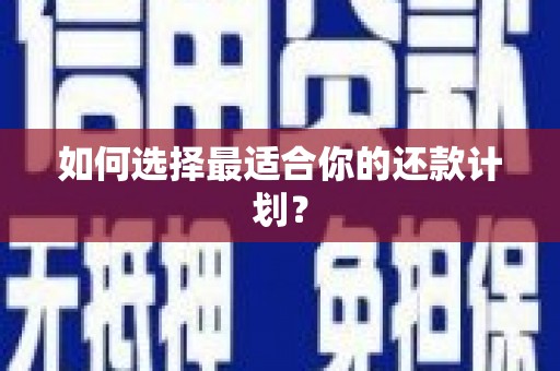蕉城如何选择最适合你的还款计划？