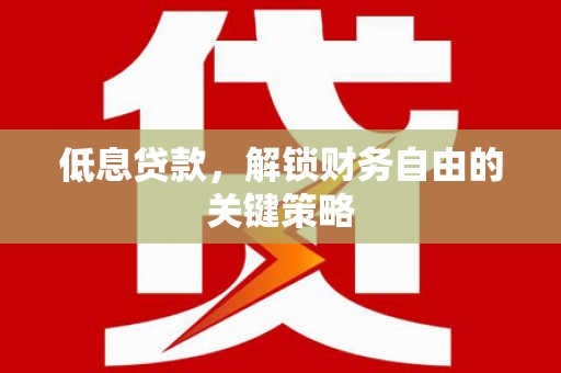 蕉城低息贷款，解锁财务自由的关键策略
