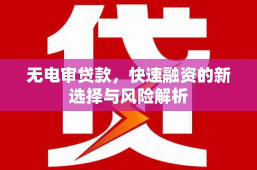 蕉城无电审贷款，快速融资的新选择与风险解析
